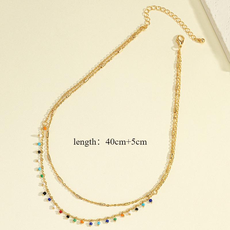Japanese and Korean Ins cool style fashionable simple color bead necklace for women with a niche temperament retro high-end feeling collarbone chain