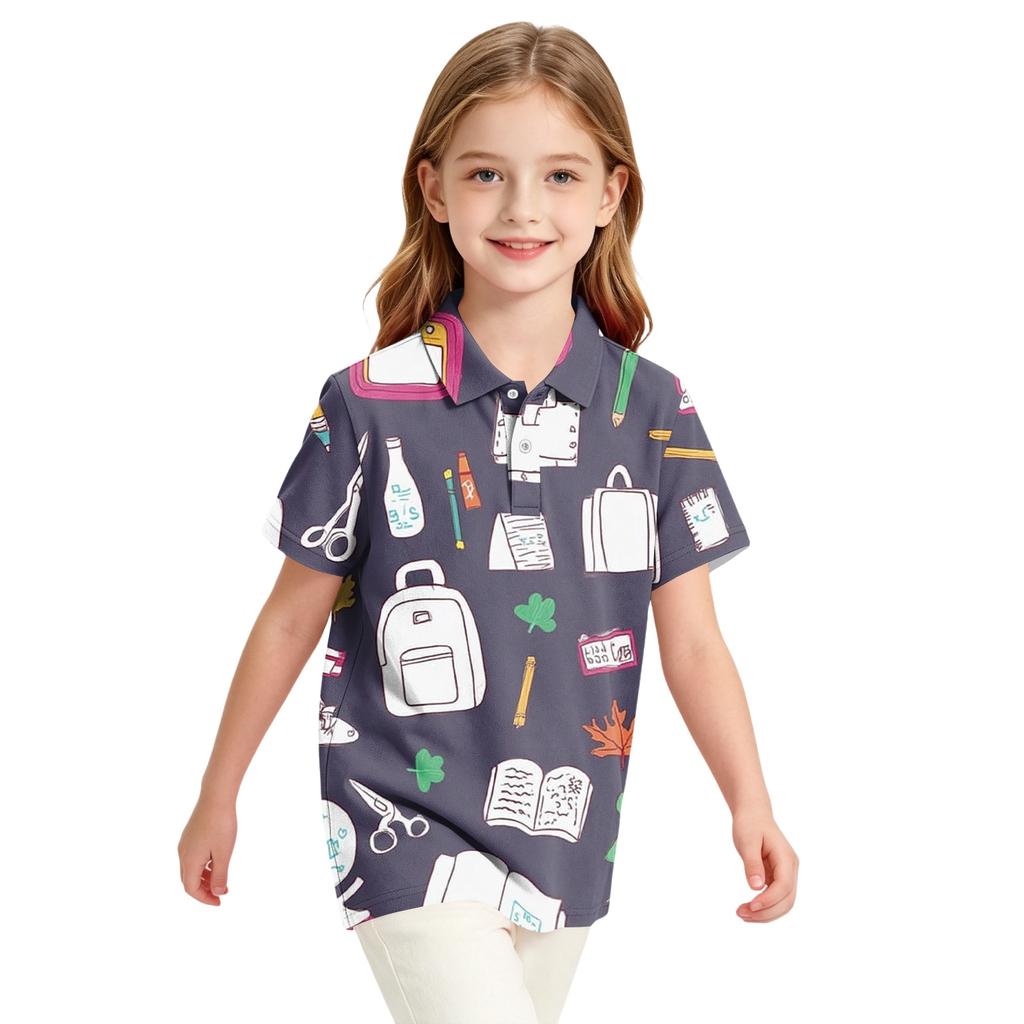 Girls' School Uniform Printed T-Shirt for Back To School Casual Wear