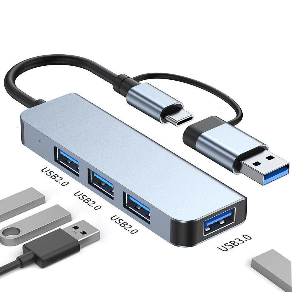 

7-в-1 USB-C хаб с двумя головками и многофункциональным USB3.0 сплиттером