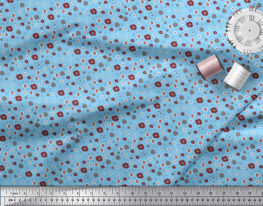 Soimoi Purple Japan Crepe Satin Fabric Flower Artistic Decor Fabric Printed Metre 42 Inch