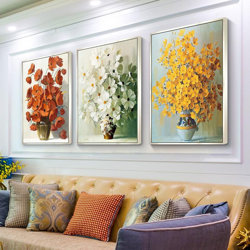 Abastract Flowers Oil Painting Canvas Posters and Prints Red Yellow White Pictures for Living Room Home Decor Wall Art Cuadros
