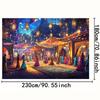 2D Ramadan Festival Backdrop, Magical Arabian Night Market with People Banner