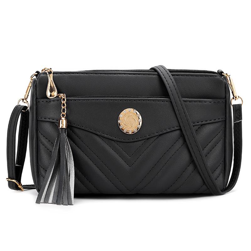 Soft Leather Women's Bag Mother Bag Fashionable Multi-layer Middle-aged One-shoulder Crossbody Bag Small Square Bag
