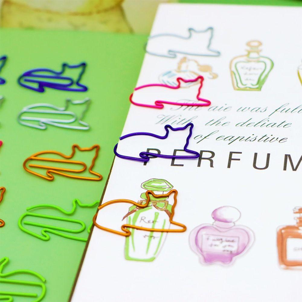 20/30PCS Animal Bookmark Metal Paper Clamps Paper Decorative Cat Shaped Paper Clips  Office/School
