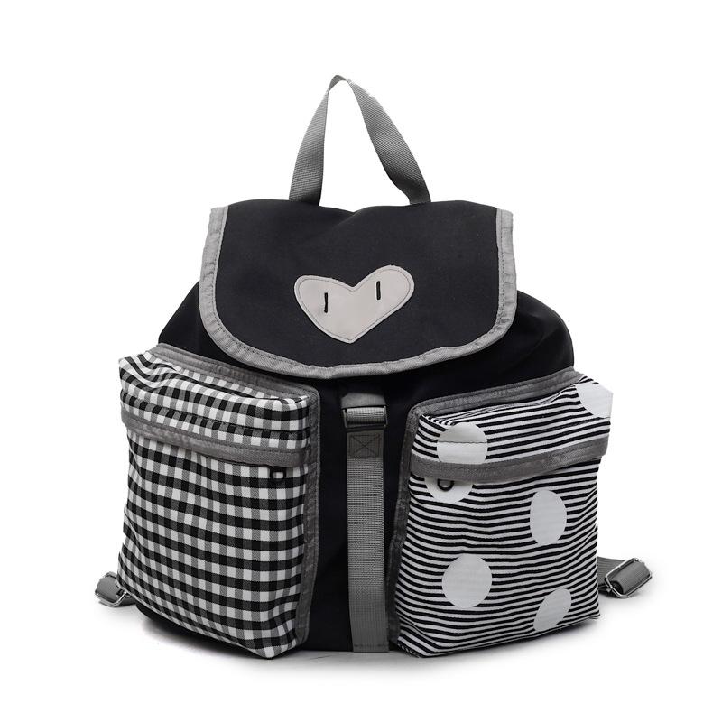 New Ins Wind Contrasting Color Love Blue Plaid Backpack Large Capacity Casual Cute Versatile Student Backpack