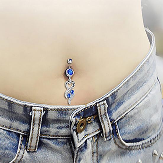 Mode Chirurgenstahl Herz Strass Bauchnabelpiercing Nabelschmuck