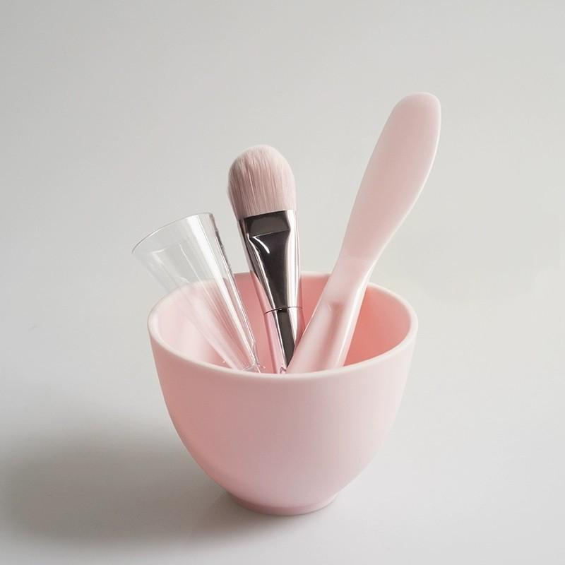 

3/4pcs Face Mask Brush Set Reusable Mask Mixing Bowl Facial Applicator Spatula Stirring Soft Fan Facial Brushes Makeup Supplies Pink Set 1