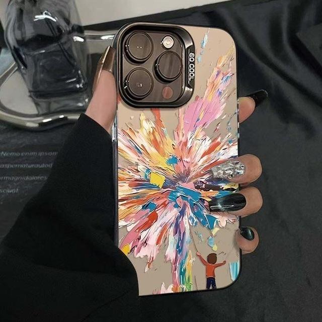 

Красочная масляная живопись Фейерверк Телефон 15 14 13 12 11 Задняя крышка для чехла iPhone 16 Pro Max for iPhone 16.