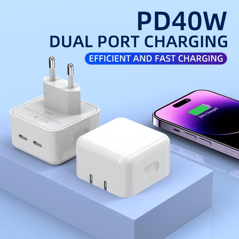 Phone Quick Charger Dual PD 10W Mobile Phone Charging Head USB Wall Charger for iPhone Samsung US EU UK Plug Travel Charger