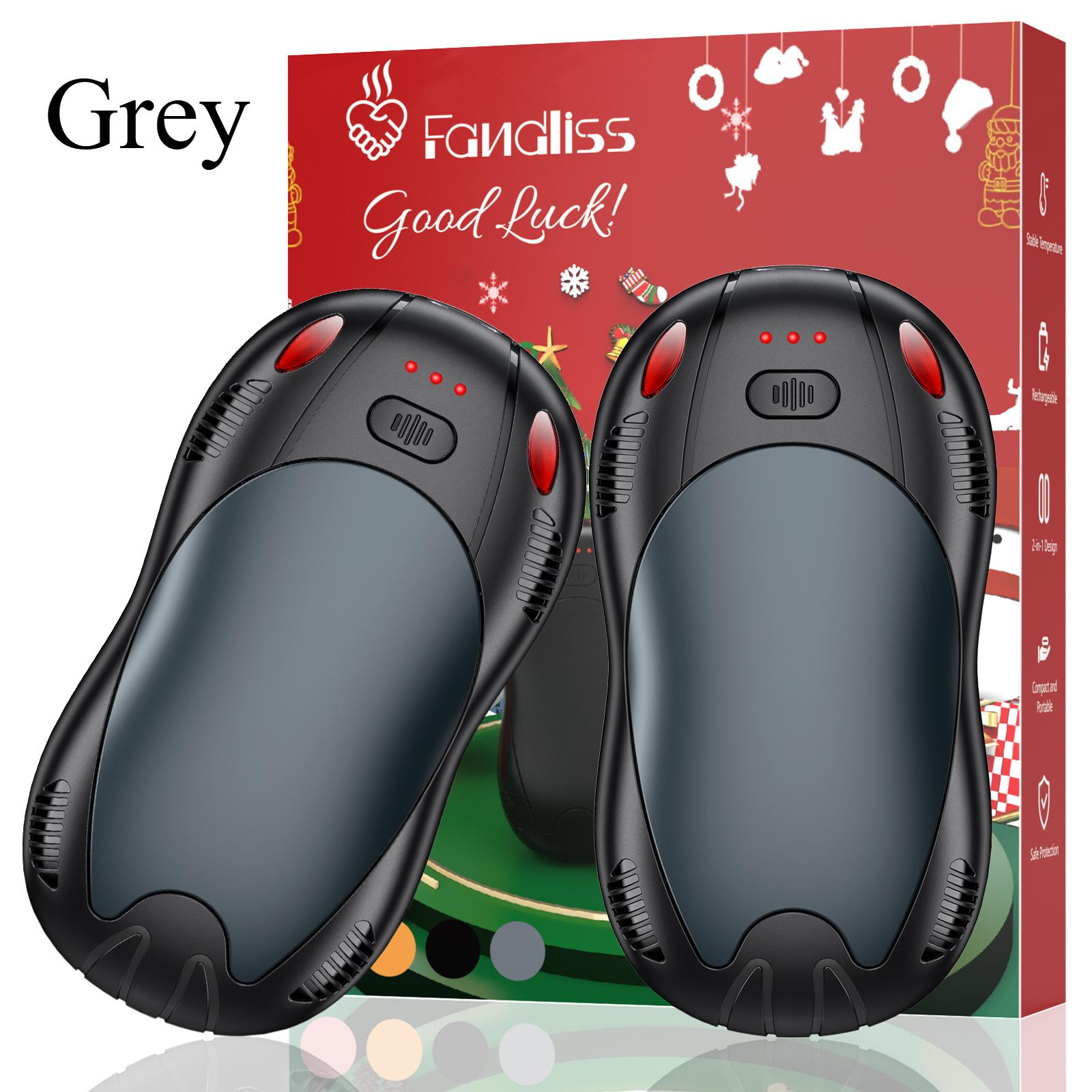 

Hand Warmers Rechargeable 10000mAh 2 Pack, Double Side 3 Levels Heating , for Christmas Gifts, Work, Outdoor, Golf, Hunting сірий