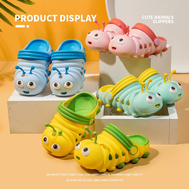 Children's Sandals Soft Toe-wrapped Lovely Cartoon Caterpillar EVA Non-slip Cozy Breathable Easy Washing Light Elastic Sandals