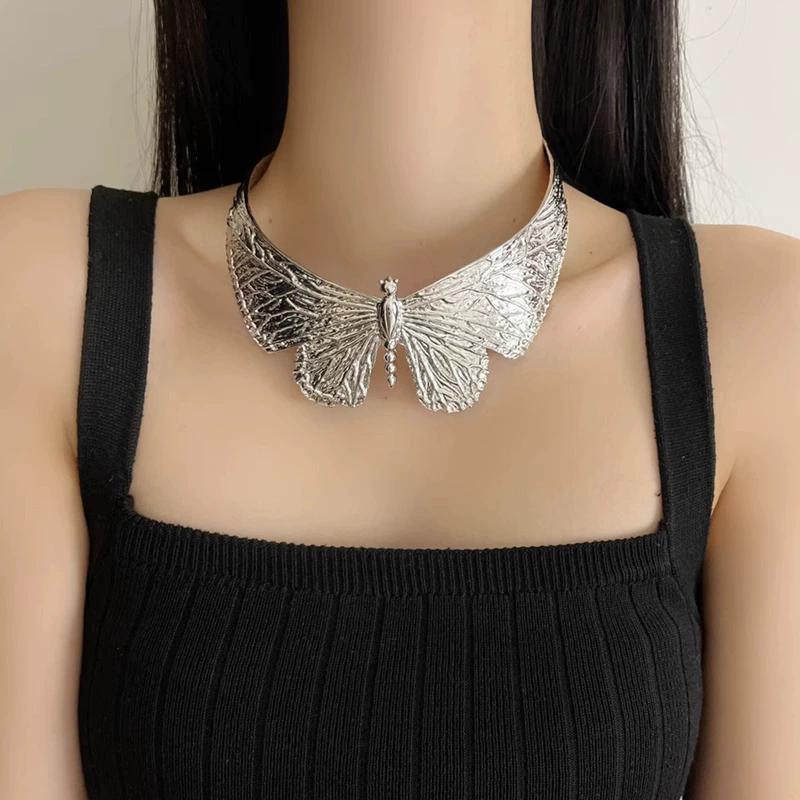 Exaggerated Metal Thick Chain Stitching Necklace Women's High Hip Hop Style Choker Fashion Trend Jewelry Accessories