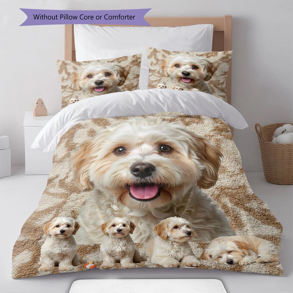 Havanese Papillon Pattern Bedding Quilt Set Quilt Cover Pillowcase Home Decoration Gift (1 * duvet cover + 2 * pillowcase, without core)