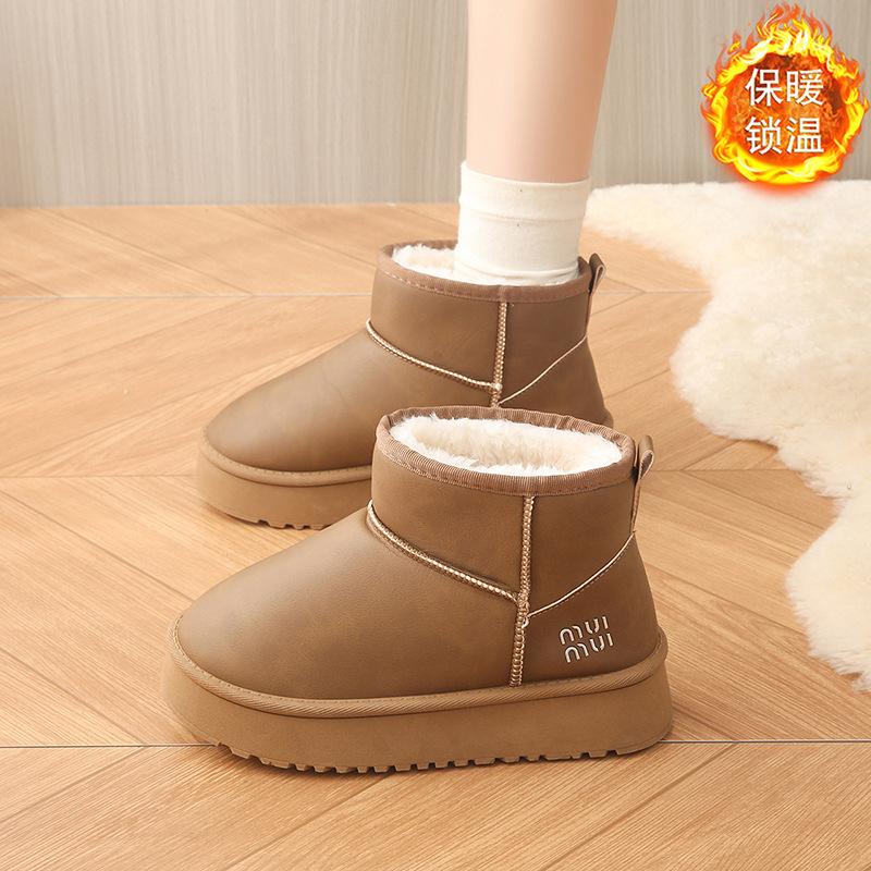 2025 snow boots women's new non-slip winter warm piled thickened classic short snow cotton boots women's cotton shoes