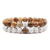 Sett Armbånd Par Avstand Svart Hvit Naturlig Lavastein Tiger Eye Beaded Yoga Armbånd for Menn Kvinner Elastisk tau Smykker