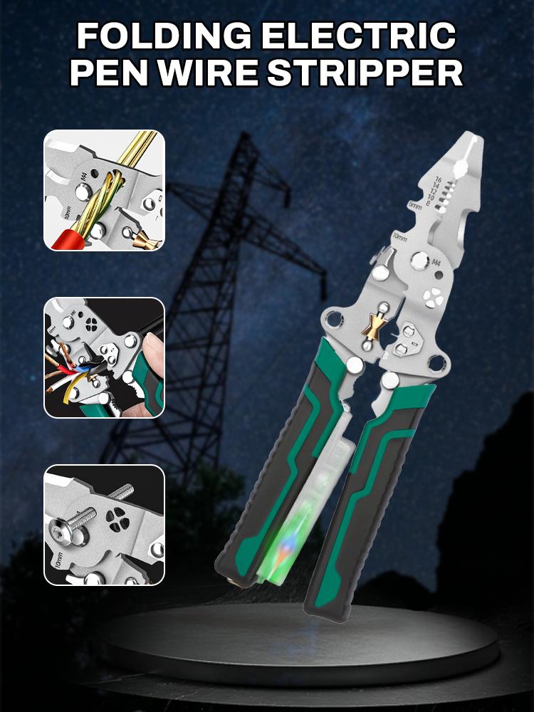 Wire Strippers Foldable Cable Cutters Multi-Function Electrician Wire Splitter Wire Winding Pliers Crimping Pliers Hand Tool