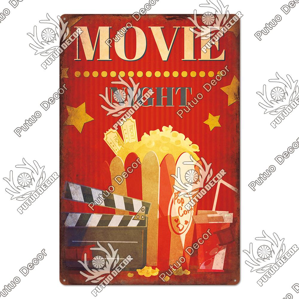 Decor Cinema Vintage Metal Plaque Metal Sign Tin Sign Iron Poster for Movie Theater Club Living Room Home Wall Decor