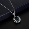 Women's Crystal Diamond Earrings Pendant Necklace Set Blue