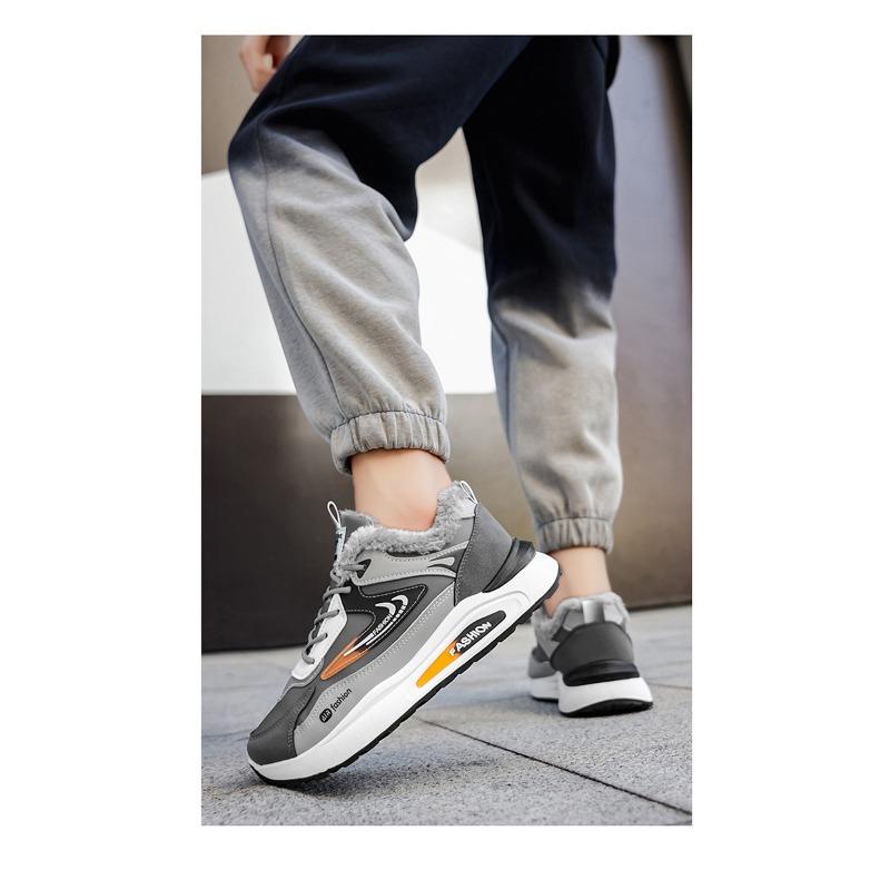 Men Winter Fleece Lined Thick Sole Non Slip Casual Sports Chunky Sneakers