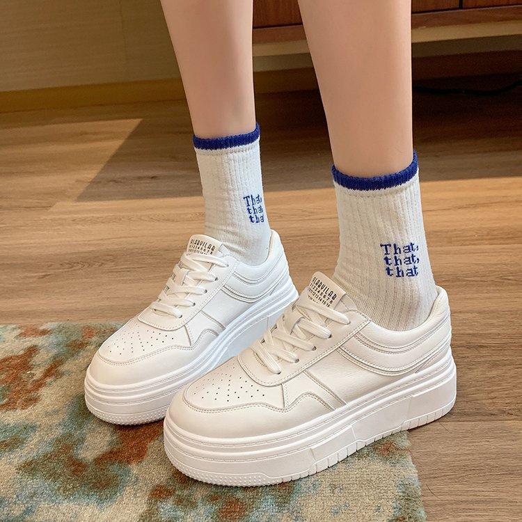 Beautiful~ Popular thick-soled little white girls spring and summer 2025 new versatile heightening board shoes round head shoes children