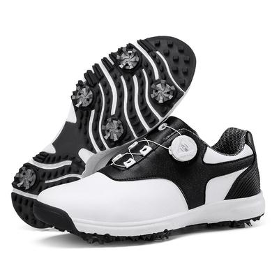 Mens Womens Golf Shoes Leather Sneakers Flat Walking Outdoor Professional Golf Shoes Big Size Black White