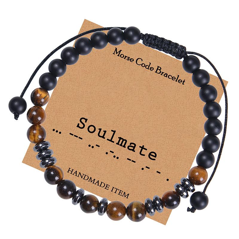 JYL TS Bracelet Evil Eye  Gradient Beaded Gift Brings Protection & Joy Soulmate-Morse Code 1 зелёный