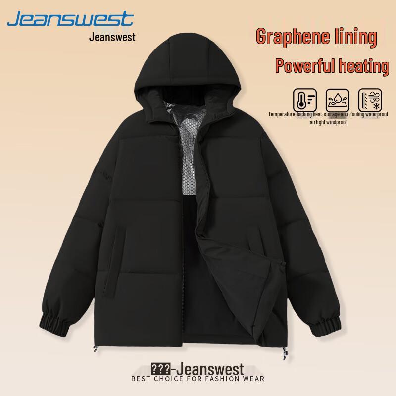 Jeanswest Men's Graphene Thickened Hooded Winter Puffer Jacket
