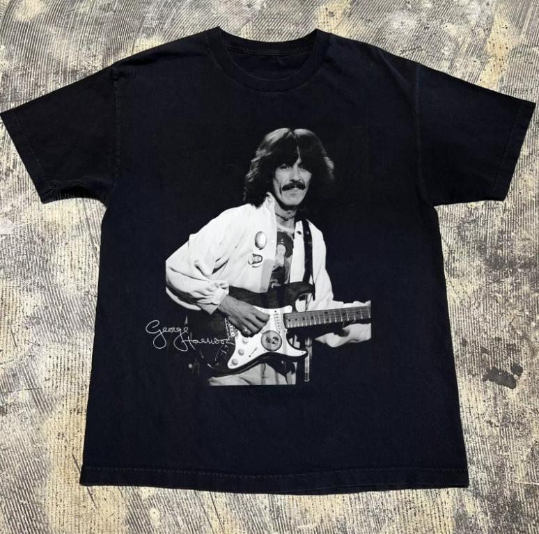 George Harrison Signature Guitar Short Sleeve Black All Size Gift Shirt L