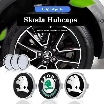 4 Peças 60/68MM Calotas Centrais de Roda Adesivo Tampa de Aro de Pneu Para Skoda Octavia Rapid Kodiaq Karoq Fabia Kamiq Superb Derivado