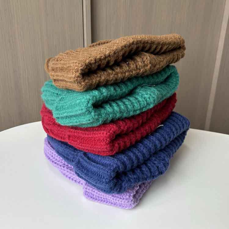 Autumn and Winter Cloth Label Ins Candy-colored Knitted Hat Children's Versatile Thickened Warm and Cold Ear Protective Wool Hat