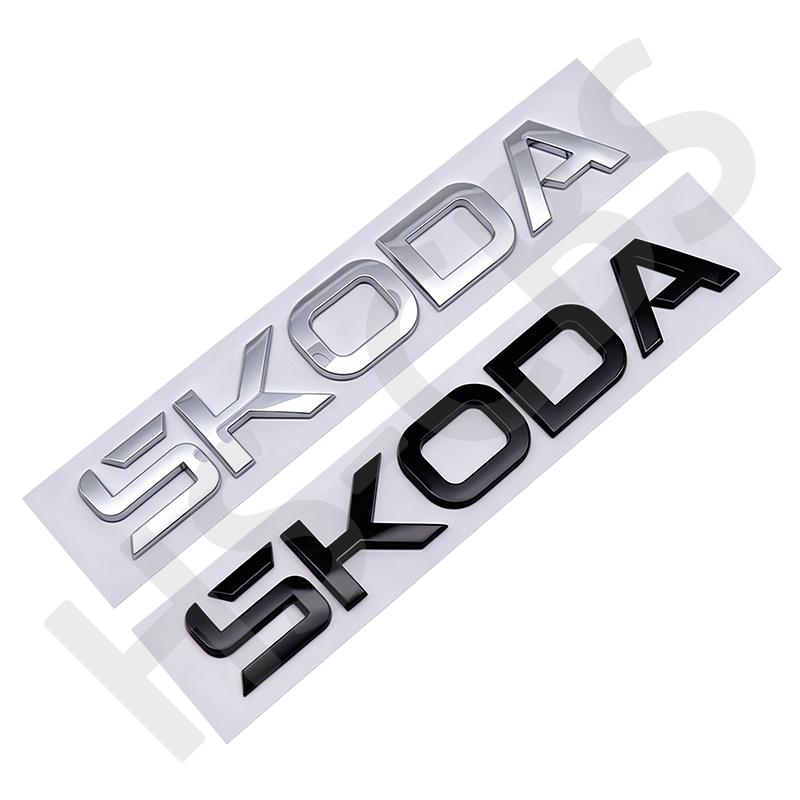 1pcs 3D ABS SKODA Letter Emblem Car Sticker SKODA Logo Car Rear Trunk Badge Decal Sticker Car Exterior Accessories