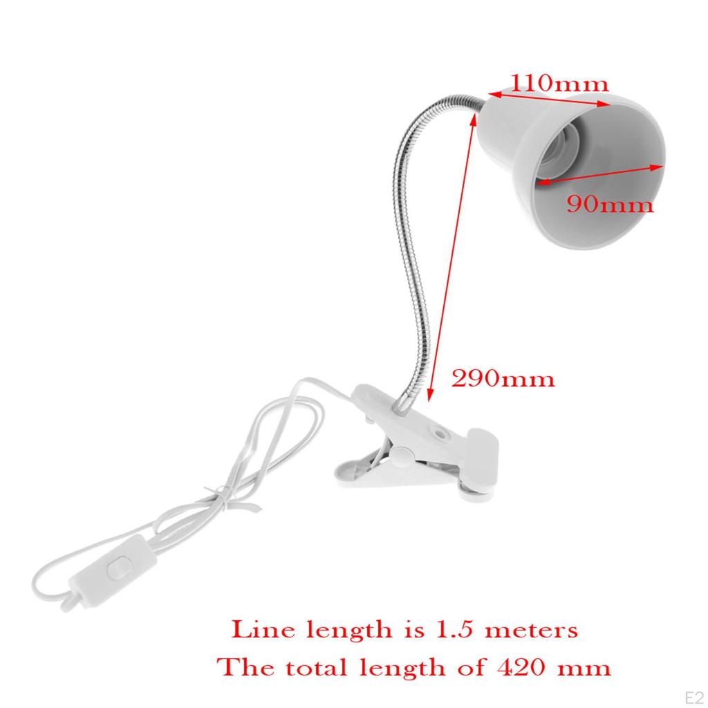 Flexible Reptile Lamp Holder Light Bulb Clip Table EU Plug White