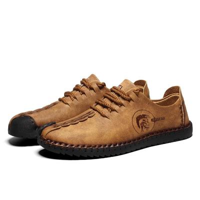Fashion Brand Mens Shoes Leather Casual PU Breathable Hiking High Quality Leisure Non-slip Light Handtailor Wear-resisting Large Size