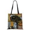 Customize Oil Painting Cat Print Womens Designer Tote Bags Linen Reusable Shopping Bag For Groceries Shoulder Bags for Lady 2020 Casually