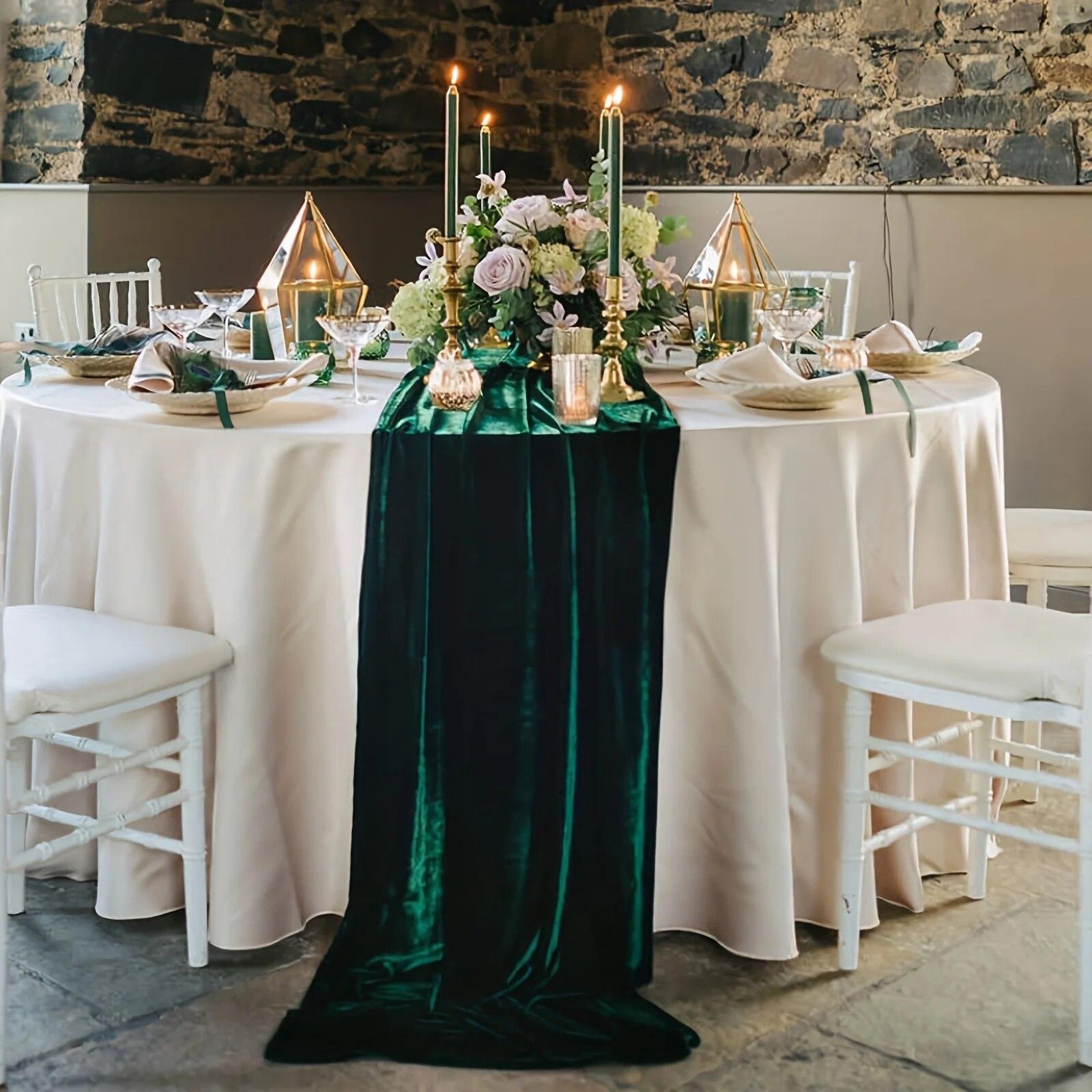 

1 шт. Роскошная бархатная дорожка для стола, украшения для свадебного приема, мягкая накладка на стол, декор комнаты для свадебного стола 50X305cm зелёный