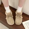 Pantofi casual din catifea cu talpă moale pentru femei, noi de iarnă, cu fundă retro, pantofi pufoși cu un singur pas, pantofi de bumbac plați pentru femei