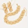 3-teiliges Schmuckset mit Ohrringen und Halskette im Punk-Stil, klobiges goldenes Kettendesign, geeignet für Männer und Frauen, passend zu täglichen Outfits, Unisex-Schmuck