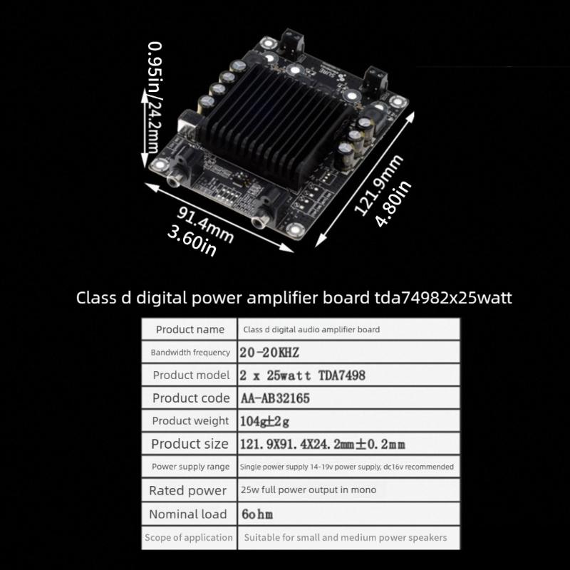 High Efficiency 2x25W Stereo Sound Amplifiers Module Board for Airport Card Readers and AV Devices