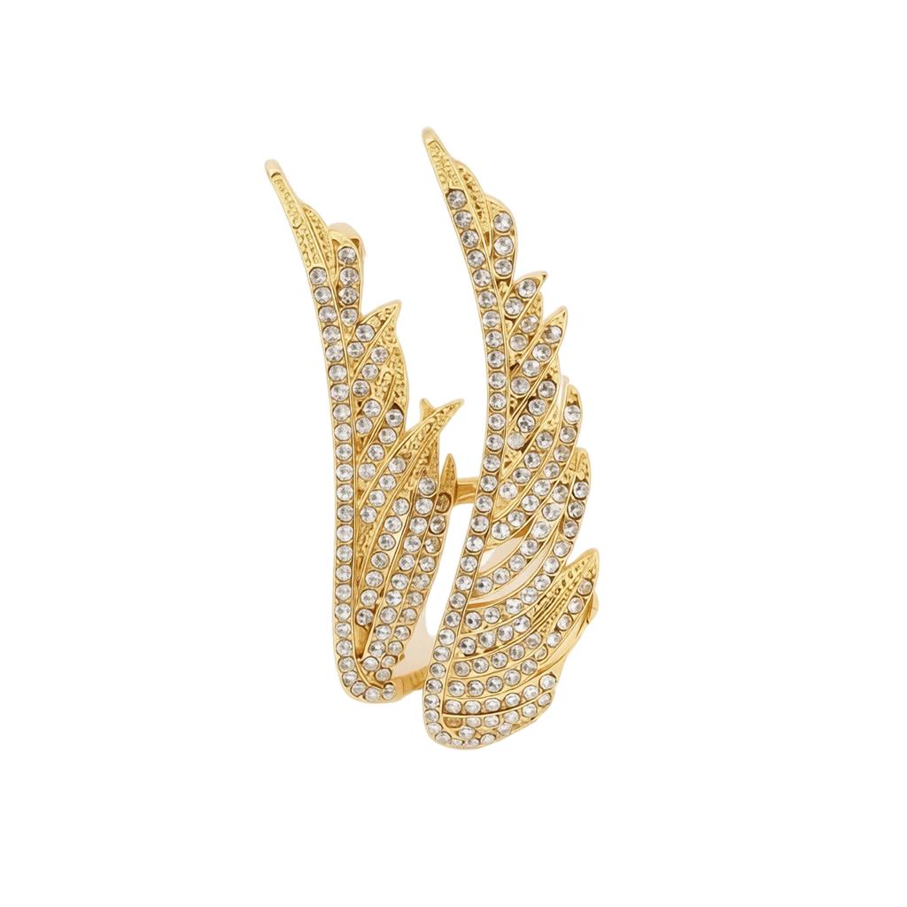 Flügelförmige Strassbrosche Hohe Qualität Einzigartiges Federdesign Mode Trendiger Schalpin Elegantes Accessoire für Damen