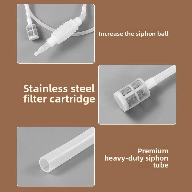 Brew Syphon Tube Set with Fixing Buckle 1.9m Home Brew Beer Siphon Filter Syphon Pump Liquid Sucker Pump for Wine Brewing Making