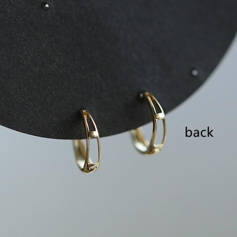 925 Sterling sølv franske enkle blanke øredobber kvinner Rock Hip Hop Light Luksus Plating 14k gull smykker gave