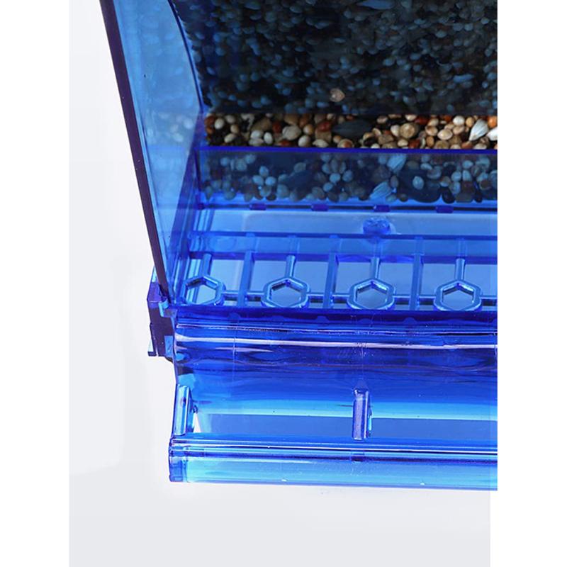 თუთიყუში საკვების ყუთი ნაპერწკლების საწინააღმდეგო რკალის ფორმის თვითმმართველობის მოცურების დიზაინი ავტომატური მიმწოდებლის კვების დისპენსერი Pet Bird