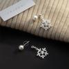 Elegant Two-Way Crystal Snowflake Pearl Stud Earrings for Women