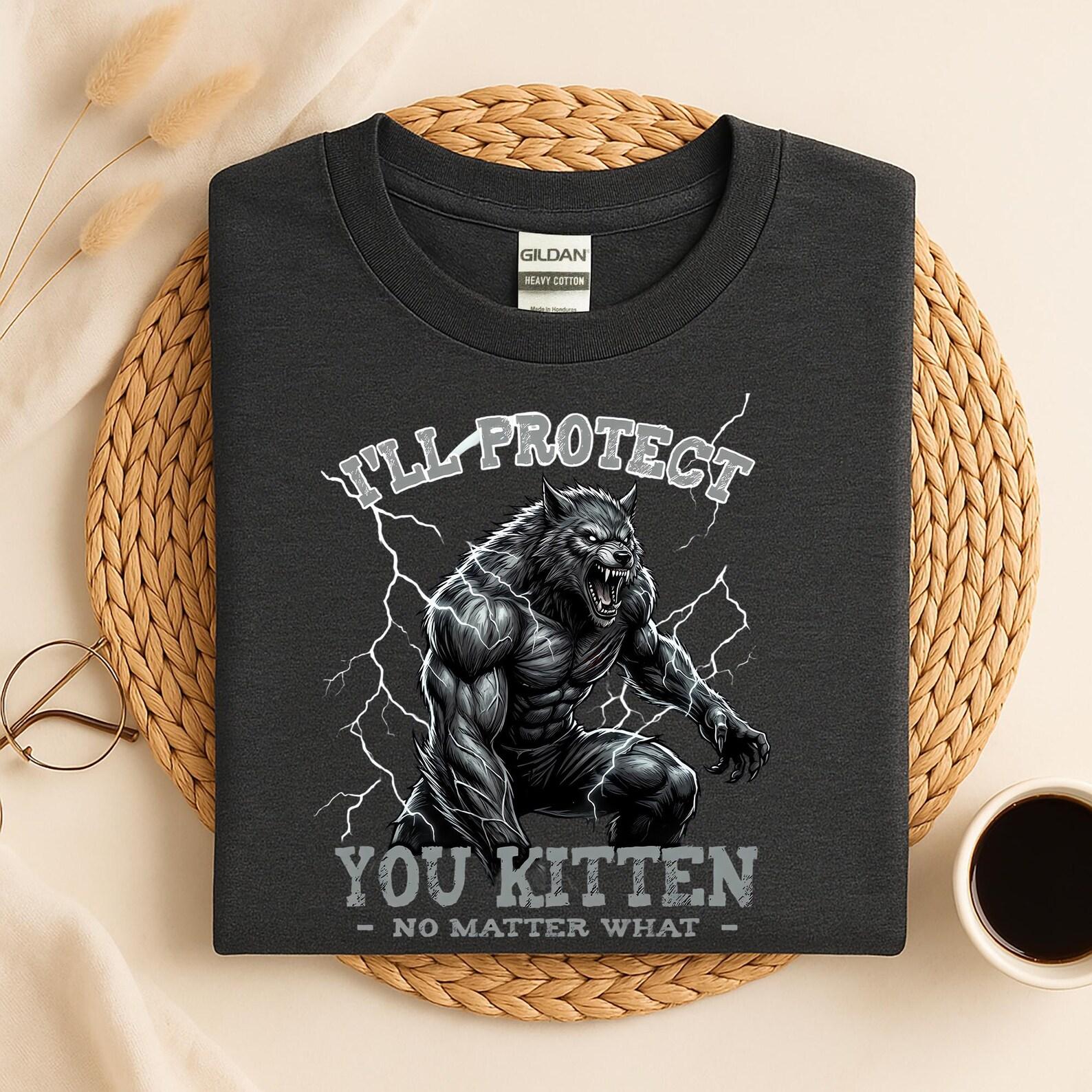 I’ll Protect You Kitten Shirt, Funny Gorilla Graphic Tee, Cute but Tough Boyfriend Gift S