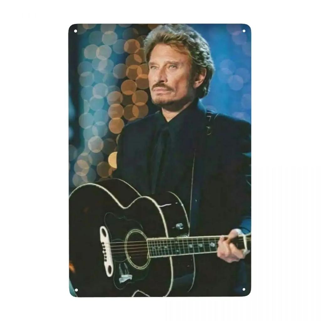 Segni Metallica Vintage Johnny Hallyday Personalizzati Cantante Rock Francese Placca di Latta Cancello Giardino Bar Decorazione Murale 30x20cm