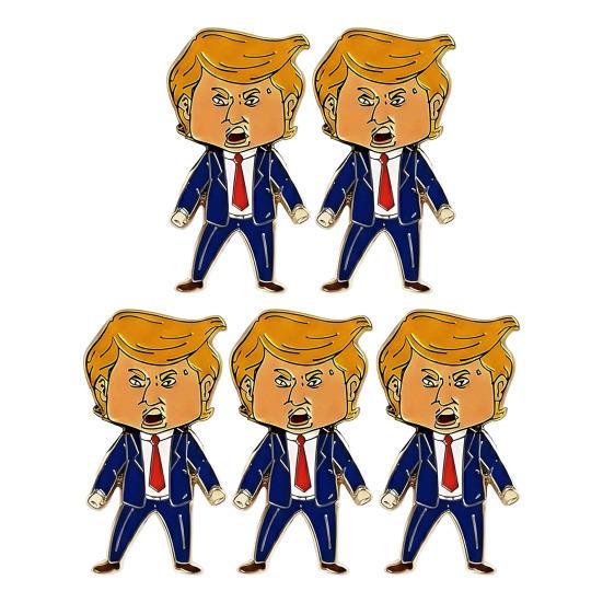Tecknad President Nål Metallbrosch Pin Pin Accessoar för Emalj Lapel Rolig Figur Män Kvinnor Rock