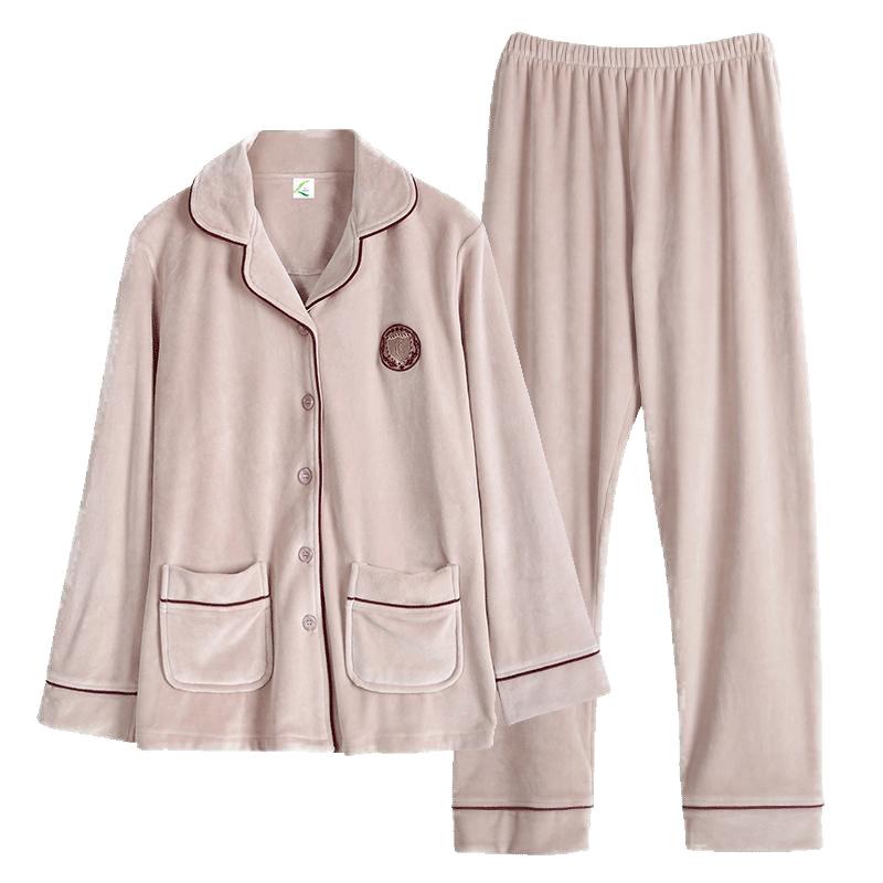 Coral Fleece Couple Pajamas Spring And Autumn Thickened Men'S And Women'S Long-Sleeved Loungewear Autumn And Winter Island Fleece Large Size Warm Suit