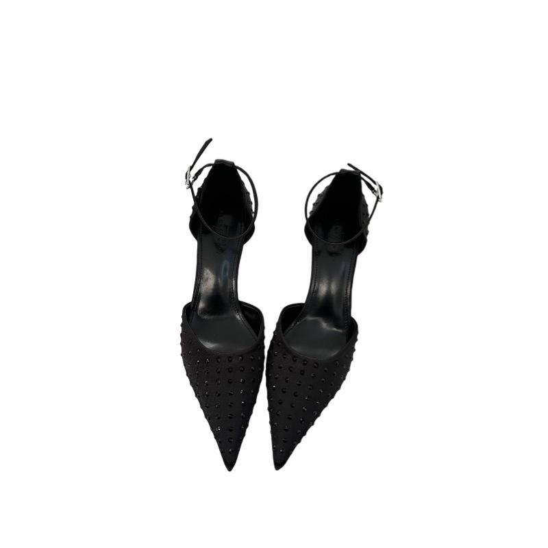 2025 spring new pointed thin heel high heel European and American fashion bag head women's shoes