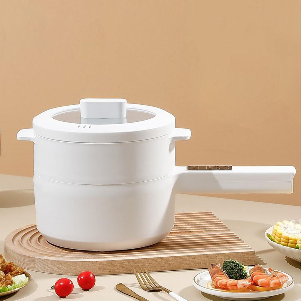 Electric Cooking Pot 2L Antisticking Ceramic Glaze Long Handle Auto Cut Off Easy Operation Electric