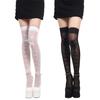 Japanese Style Ultra-Thin Sheer Thigh High Socks Cute Bowknot Crisscross Patterned Over Knee Long Stockings for Womens